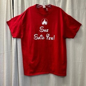 Disney/SHE SAID YES Tee Shirt/ Red/ 100% Cotton/ Mens Size XL